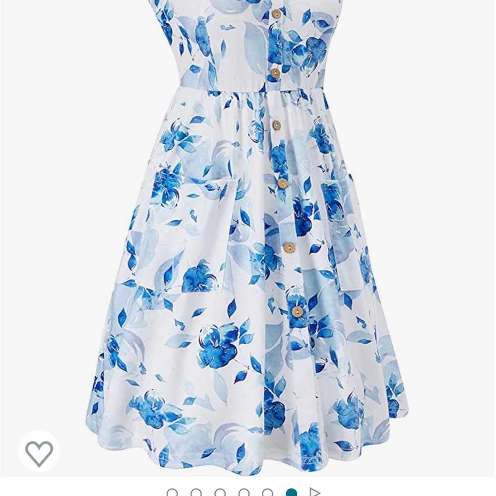 White dress with blue flowers perfect for summer vacation - Picture 6 of 6